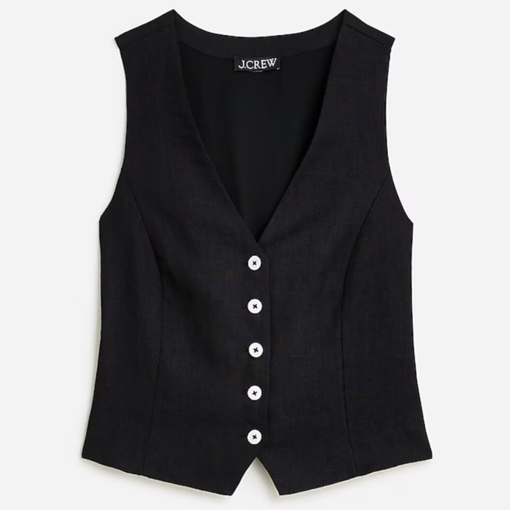 J. Crew Slim-fit Tuxedo Vest in City Crepe In Black Full Lining BV833 Size 4 - Picture 12 of 13